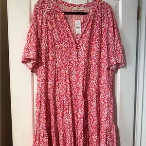 LOFT Pink and White Floral Dress